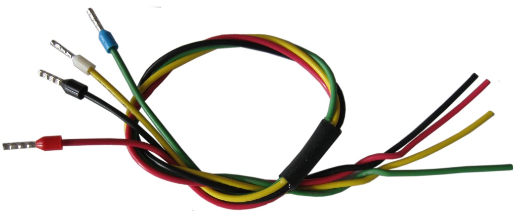 4-wire (20 AWG) color coded cable with insulated ferrules on one end