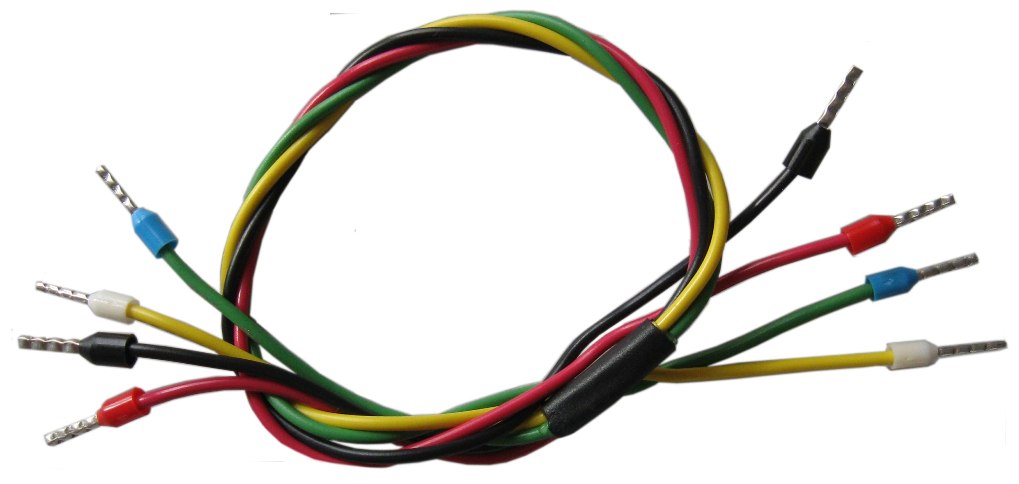 4-wire (20 AWG) color coded cable with insulated wire ferrules on both ends